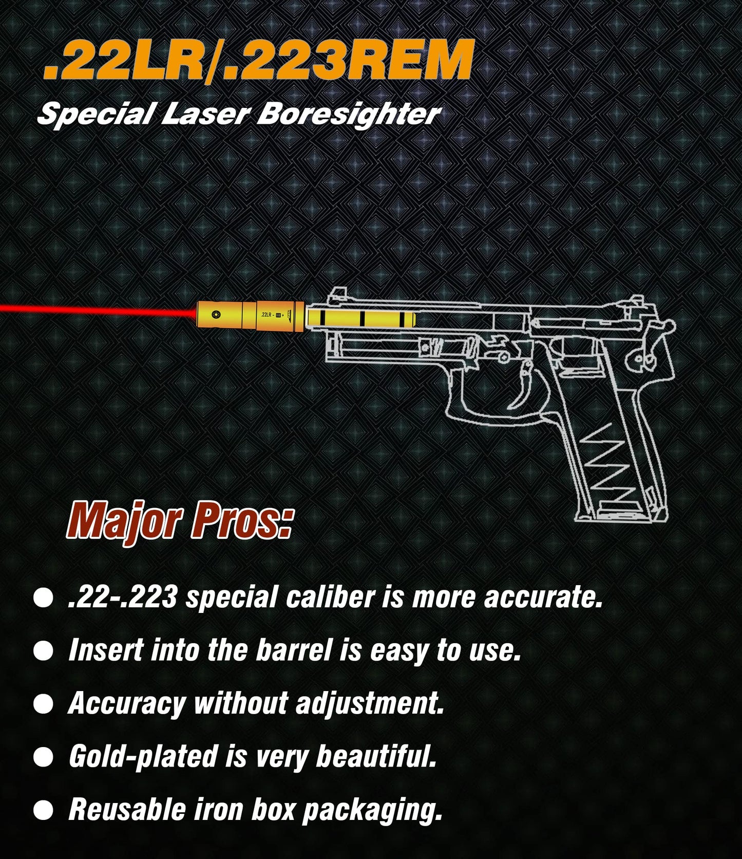 BOOLIT EYE .22LR/223REM Special Laser Boresighter End Barrel Laser Bore Sight Accurately and Easy to Fit Revolvers Pistols Rifle and Air Guns(.22LR/223REM)