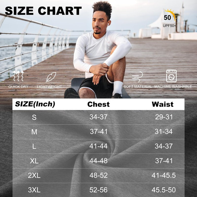 MLYENX 7 Pack Long Sleeve Shirts for Men UPF 50+ UV Sun Protection Quick Dry Moisture Wicking Workout Tee Shirts 3XL