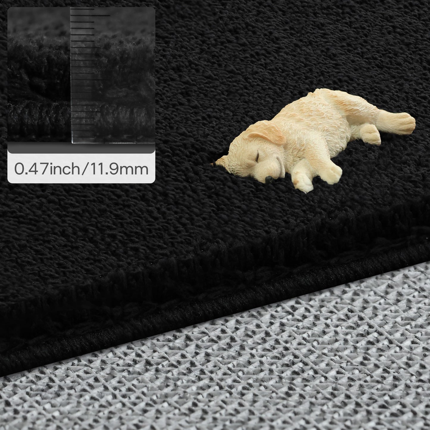 CASTLYE Solid Washable Area Rug - 8x10 Medium Pile Faux Cashmere Carpet for Living Room Bedroom, Black
