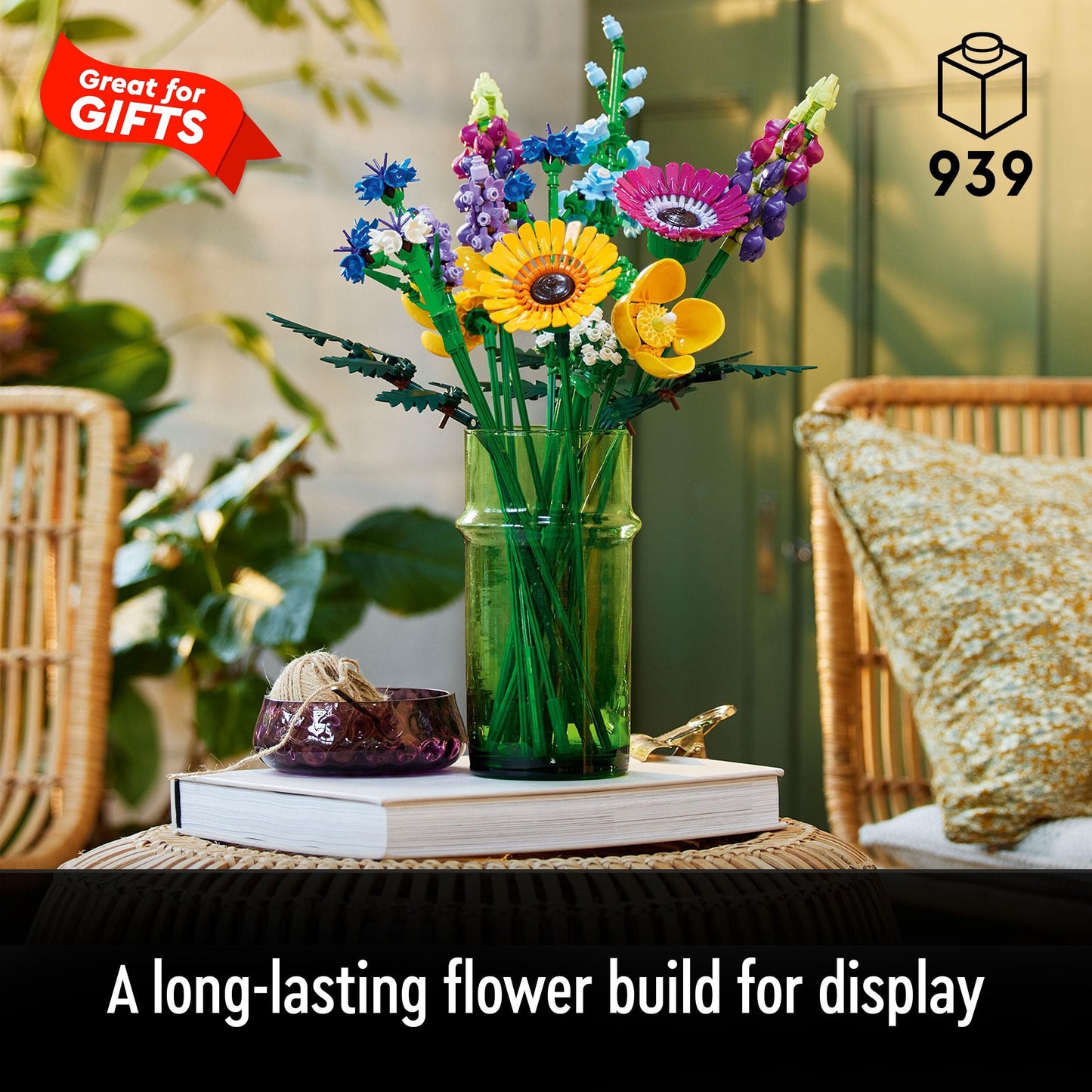 LEGO Botanicals Wildflower Bouquet Set - Artificial Flowers - Gifts for Mother's Day with Poppies and Lavender - Home Office Decor Set for Adults - Botanical Collection - 10313