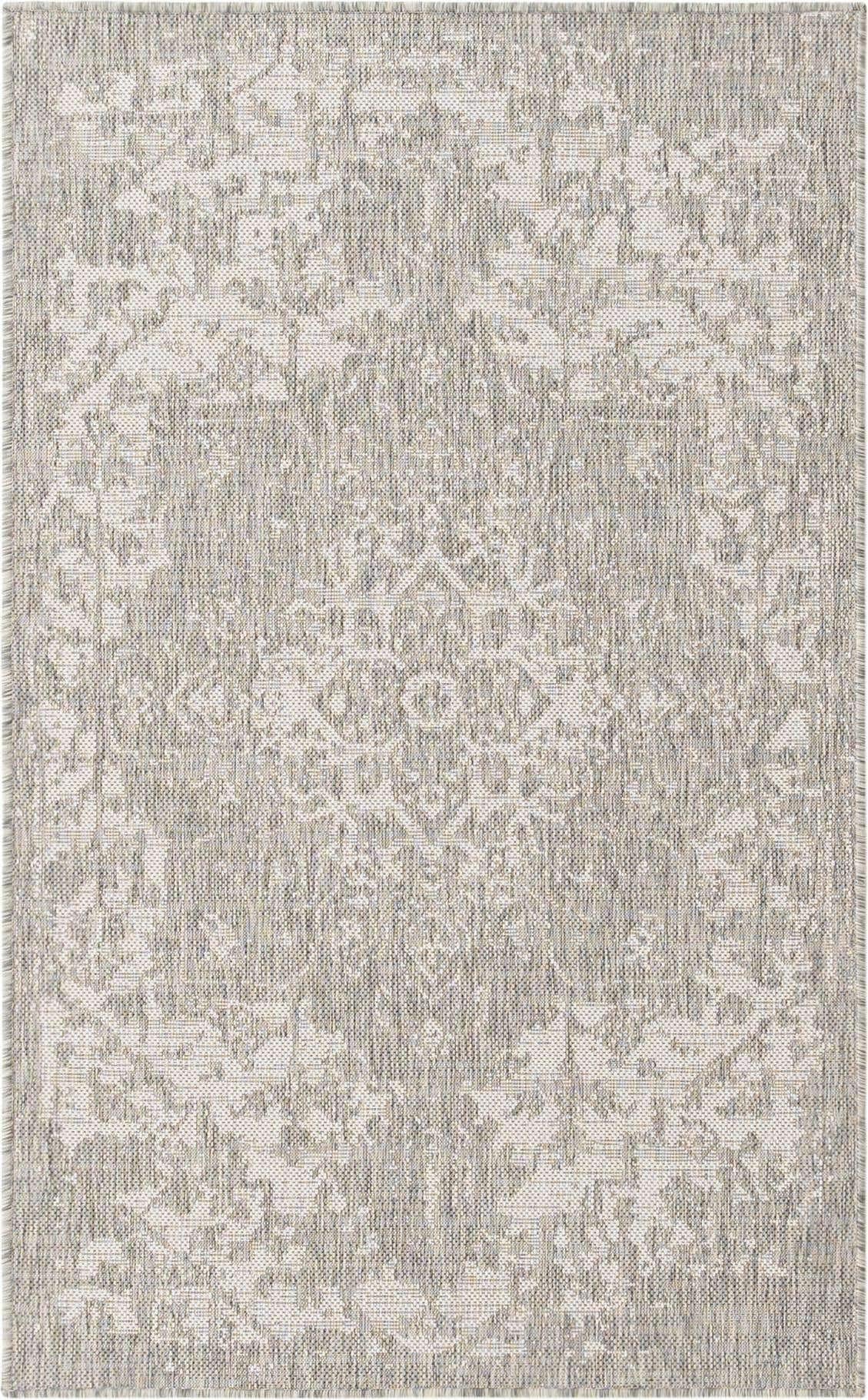 Unique Loom Outdoor Collection Area Rug - Dubai (3' 3" x 5' 3" Rectangle, Gray/ Ivory)