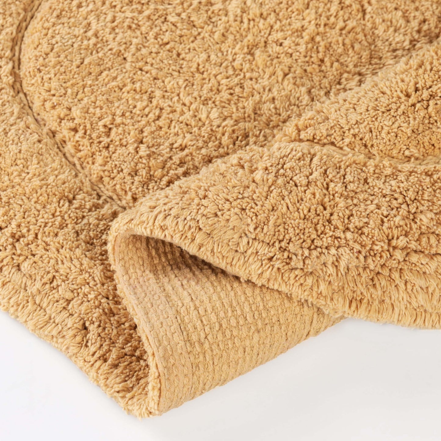 Superior Non-Slip 2 Piece Bath Rug Set, Ultra Plush, Soft and Absorbent 100% Combed Cotton Pile - Traditional Oval Bath Mat Set, Toast