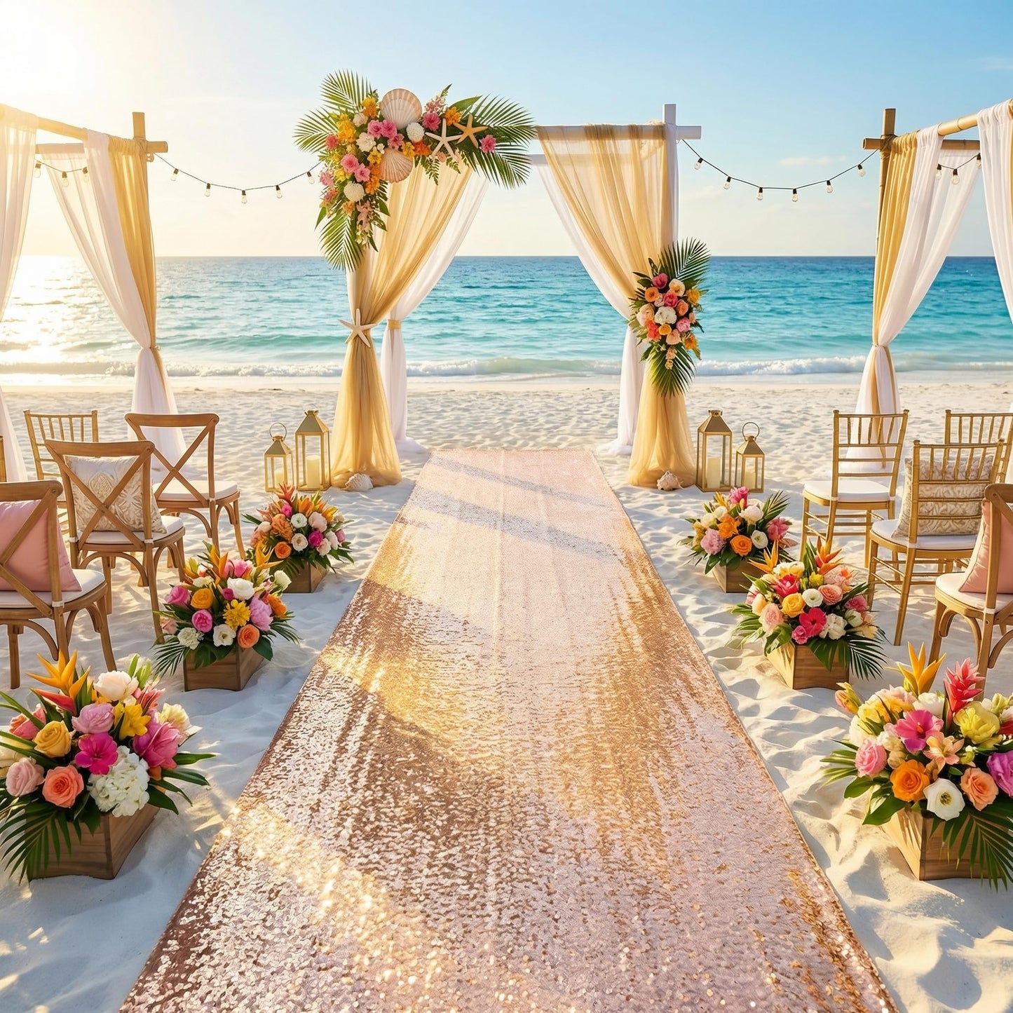Sequin Aisle Runners 4ft x 15ft Rose Gold Aisle Runner Bridal Carpet Runner for Wedding Ceremony Decor