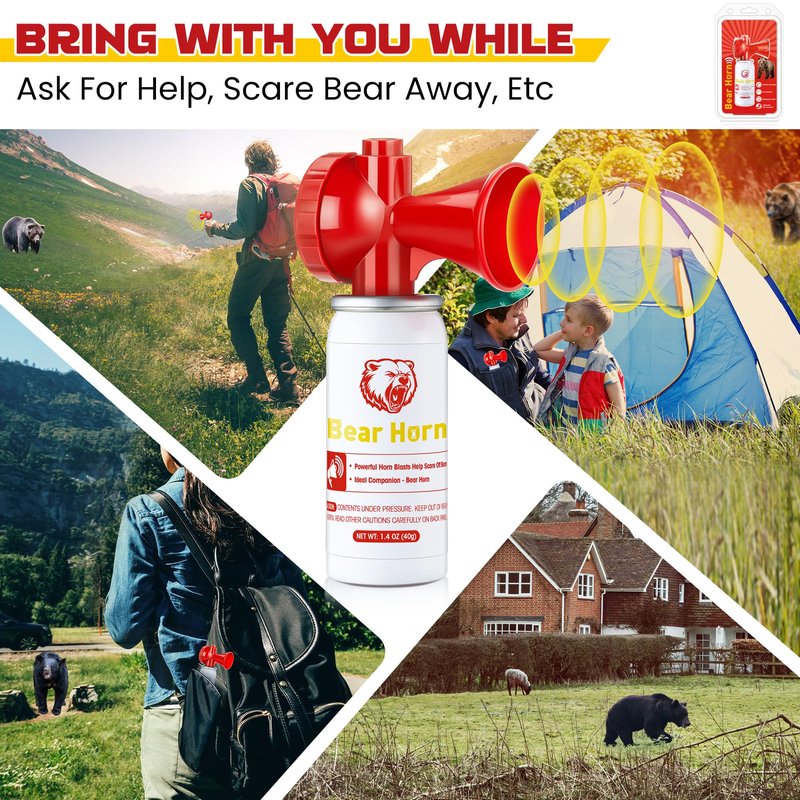 Dunkive 2 Pack Bear Horns - Very Loud 120dB Air Horns for Safety, Heard Up to 1/2 Mile Away, Scares Wild Animals