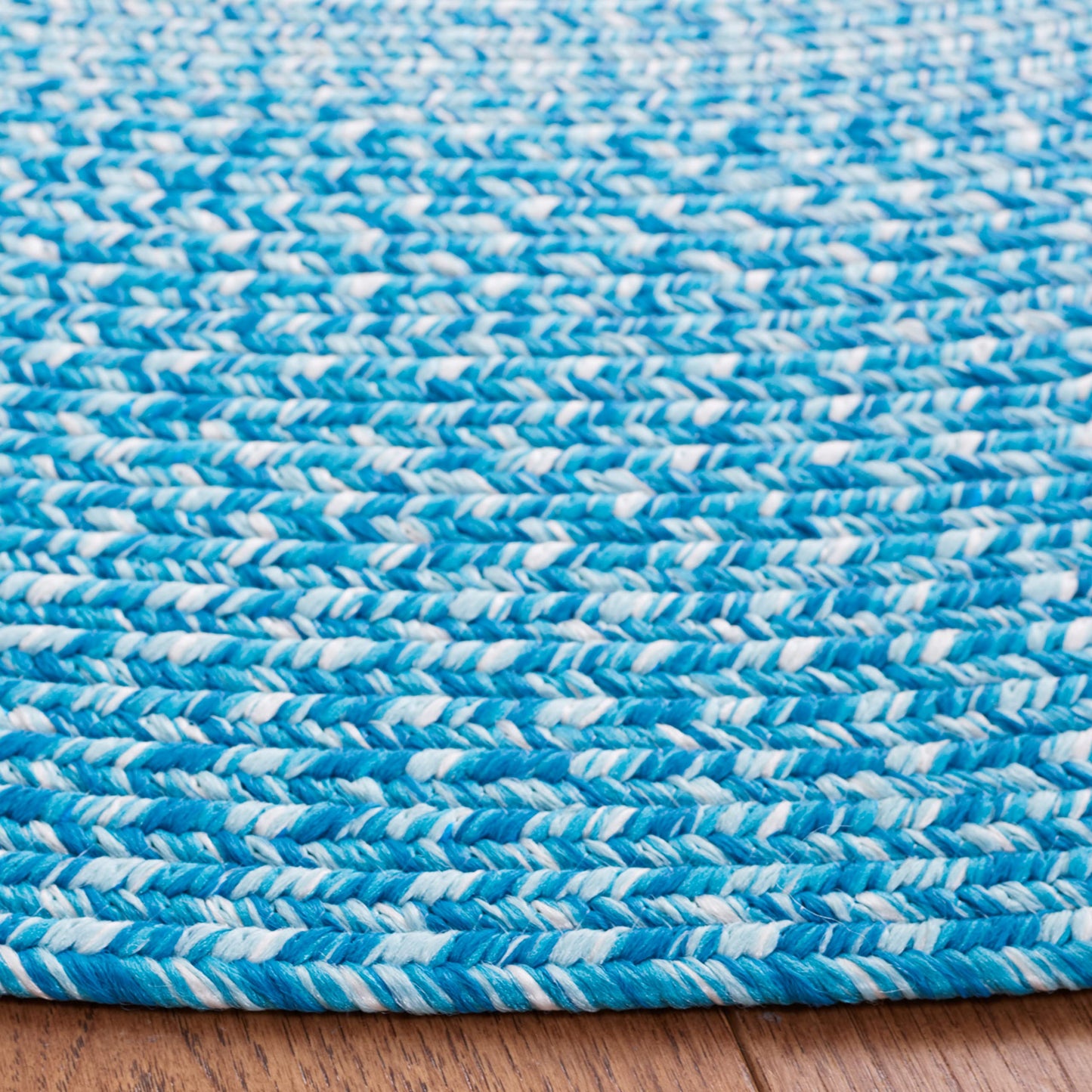 SAFAVIEH Washable Rug Outdoor Braided Collection - 4' x 6' Oval, Aqua, Handmade & Reversible, Non-Shedding & Easy to Clean, Ideal for Patio, Backyard, Mudroom (BRA220J)