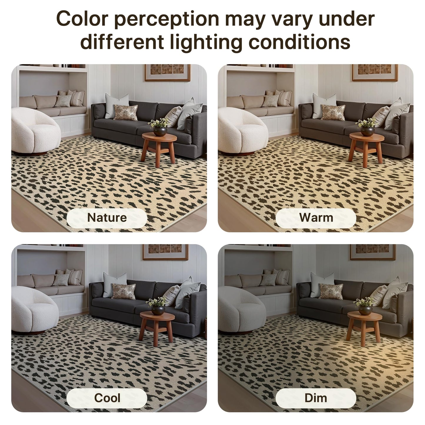 Bavni 8x10 Leopard Area Rugs for Living Room, Machine Washable Animal Rug Foldable Ultra-Thin Indoor Non Slip Brown Carpet Print Mat,Bedroom Dining Room Home Office,Leopard