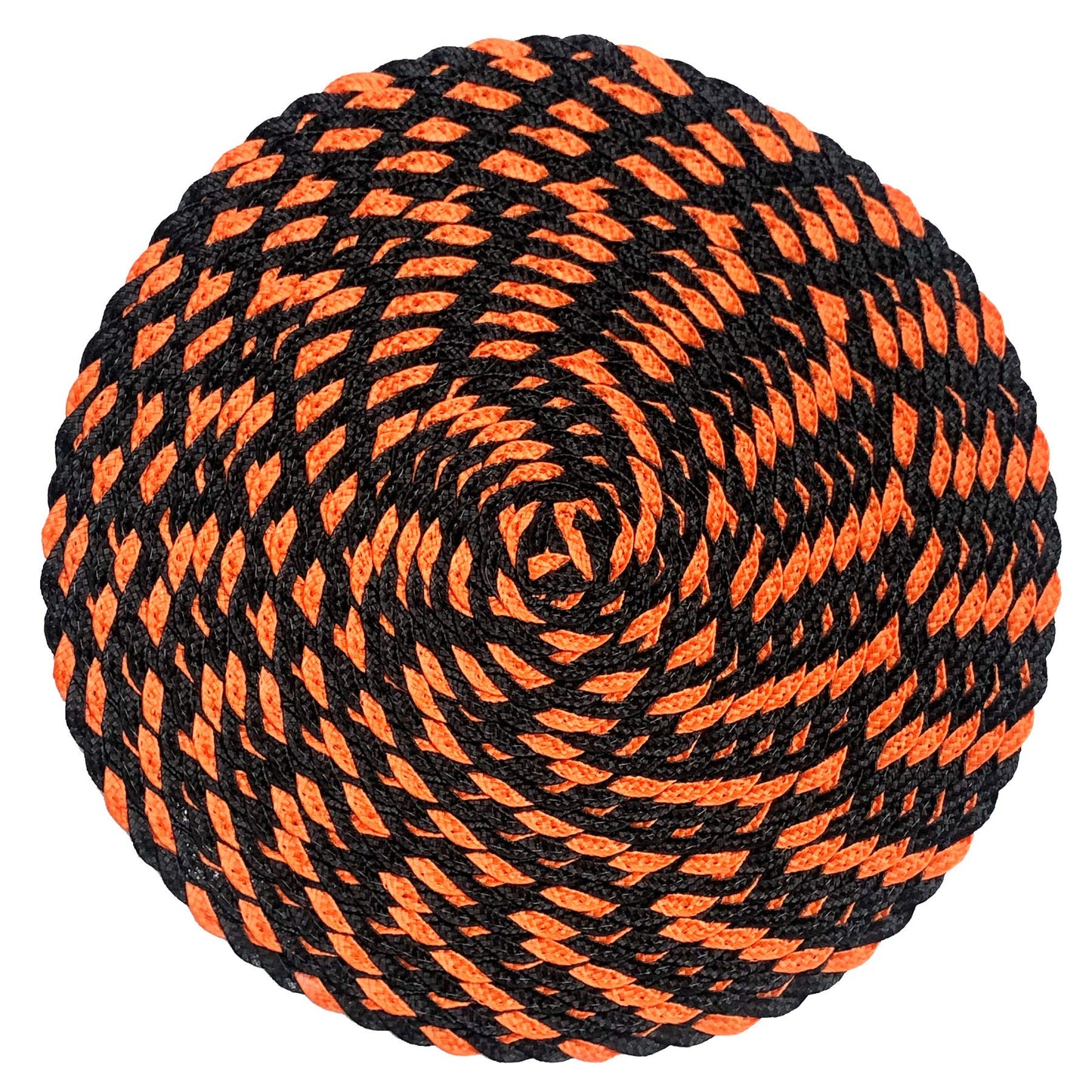 Halloween 15" Round Orange Black Dual-Color Braided Woven Polypropylene Plastic Placemats, Set of 6