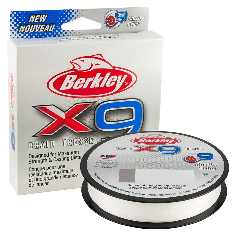 Berkley x9 Braid Superline, Crystal, 40lb test | 59 lbC | 27.0kg, 328yd | 300m Fishing Line, Suitable for Freshwater and Saltwater Environments