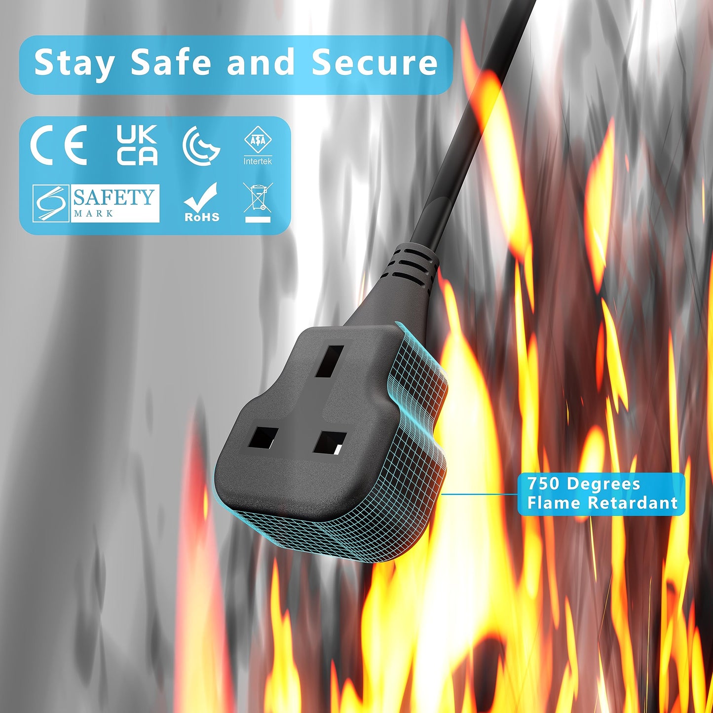 1 Meter Short Extension Lead Single Plug Socket Power Cable 13 Amp Extension Cord Electrical Socket Black