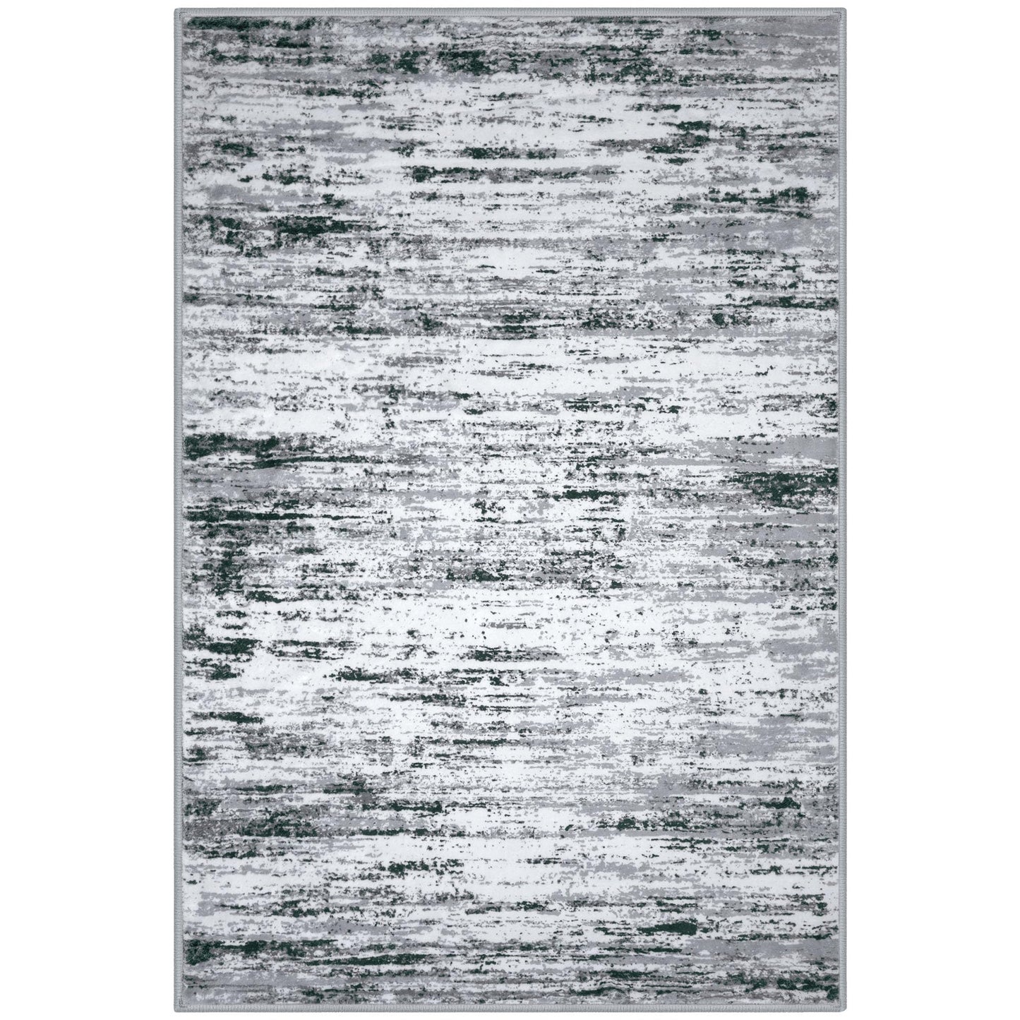 Lansny Modern Abstract 5x7 Machine Washable Area Rug Non-Slip Soft Bedroom Living Romm Rug Black Gray White Ultra Thin Print Faux Wool Floor Carpet Throw Rugs for Nursery Playroom Dining Room Indoor
