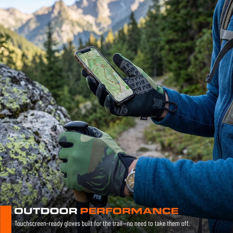 PIG FDT Delta Utility Gloves, Touchscreen Compatible, High Dexterity for Shooting Sports, 1 Pair, Ranger Green, Small