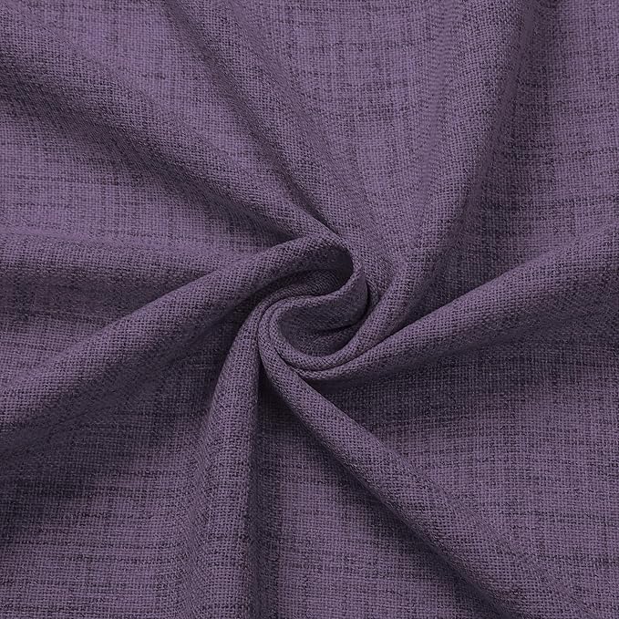 Tollpiz Linen Curtains Living Room Rod Pocket Semi Sheer Curtain Burlap Light Filtering Thick Linen Drapes for Bedroom, 38 x 63 inches Long, Royal Purple, Set of 2 Panels