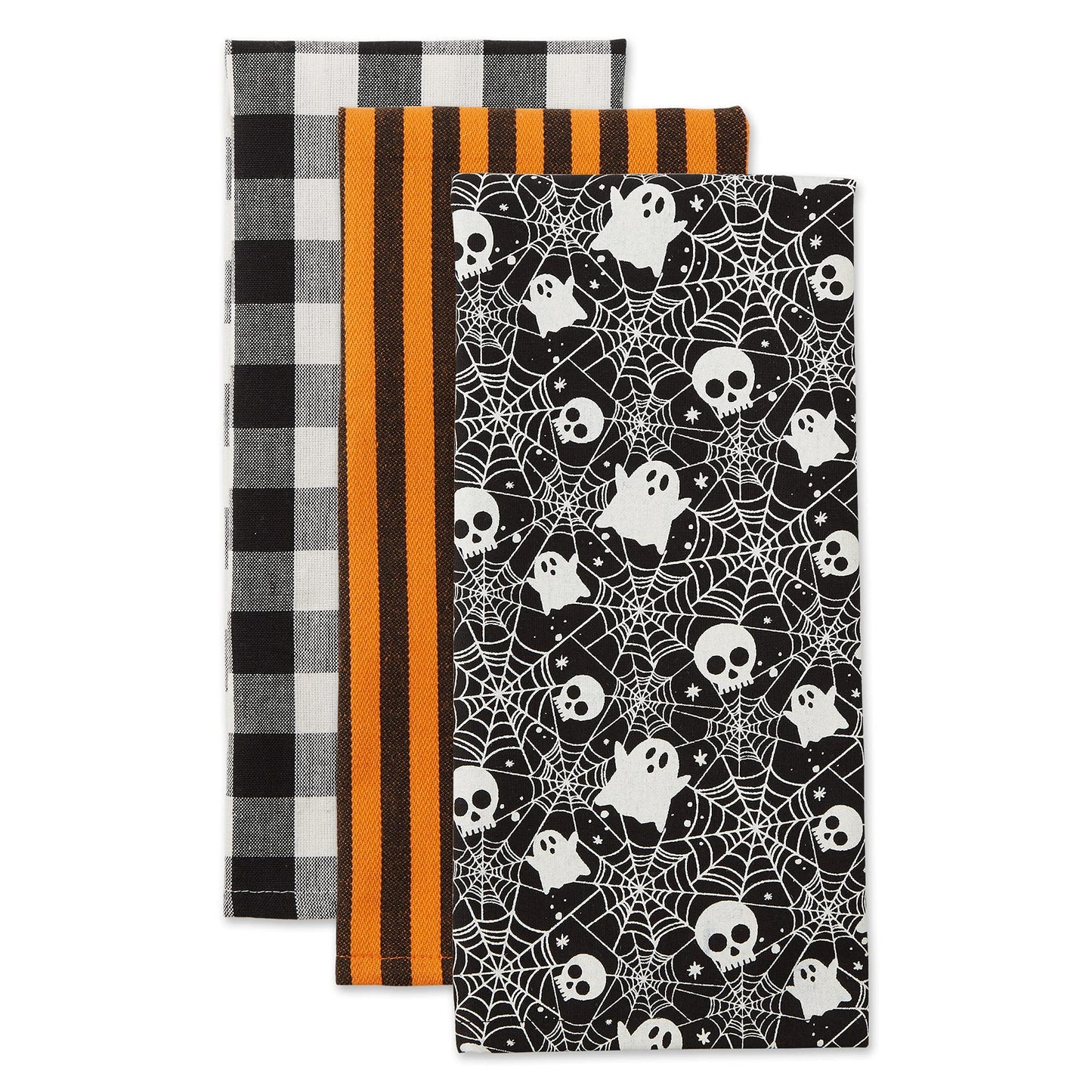 DII Halloween Hand Towels for The Kitchen Decorative Spooky & Fun Cotton Printed Dishtowel Set, 18x28, Haunted Objects, 2 Count