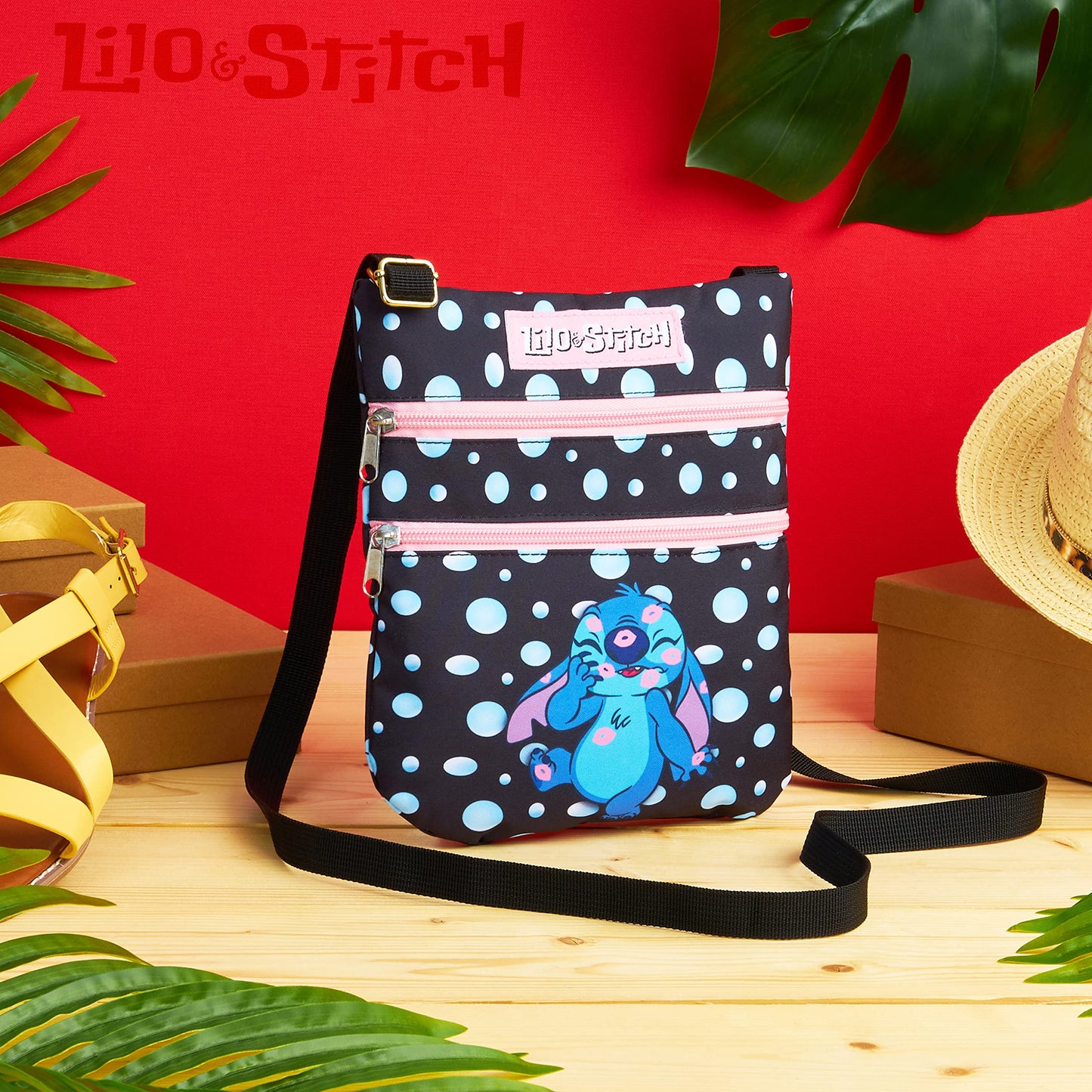 Disney Cross Body Bag for Girls, Lilo and Stitch Shoulder Bag, Stitch Gifts (Black)