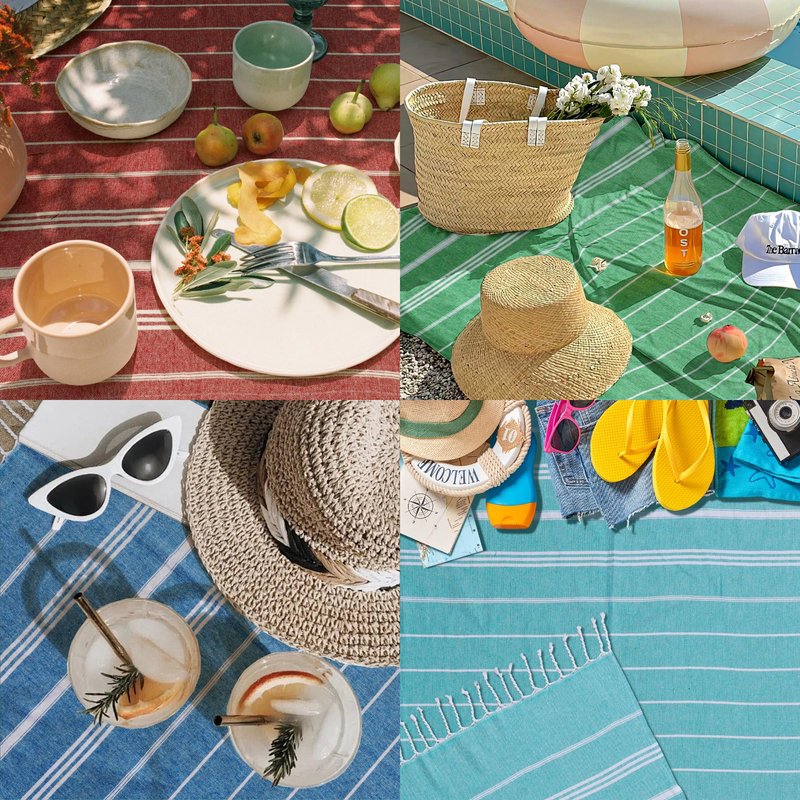 Topjini 1 Pack Turkish Beach Towel, Oversized 39"x71"Quick Dry Sand Free Cotton Striped Bulk Towel Vacation Essentials Pool Rravel Cruise Towels,Aqua