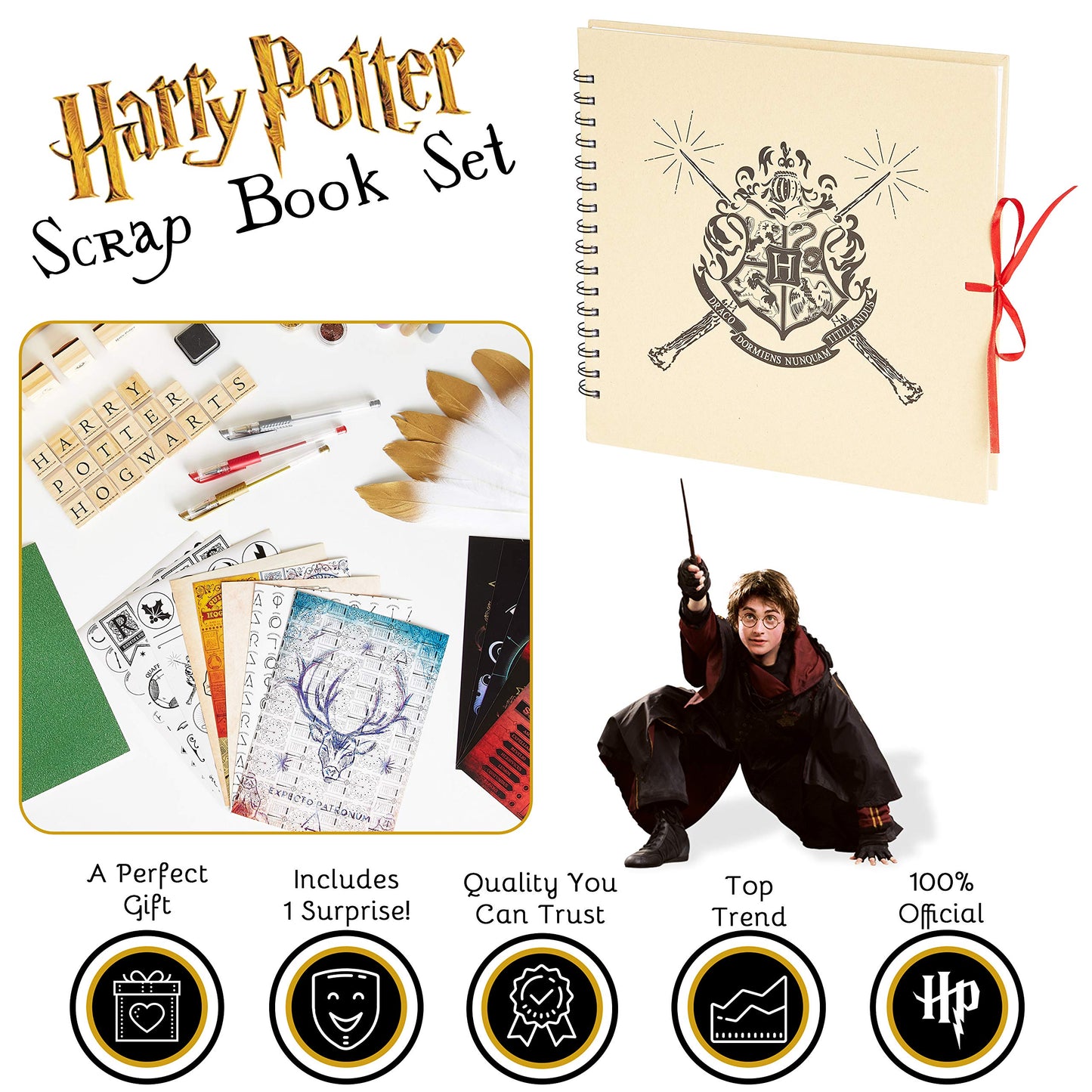 Harry Potter Scrapbook Kit for Kids Art Supplies Stationery Craft Set Scrapbook Accessories Stickers Stamps Notebook (White)