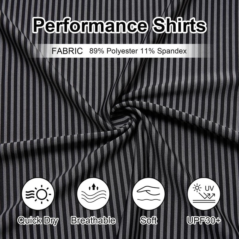 YAMXDM Men's Golf Polo Shirts - Moisture Wicking High Performance Short Sleeve Striped Collared Sports Casual Shirt