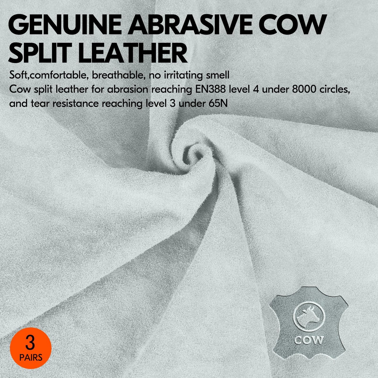 Vgo... 3Pairs Gardening Gloves Cowhide, Work Gloves Thornproof Utility for Yard Trucker Delivery Garden with Strong Grip