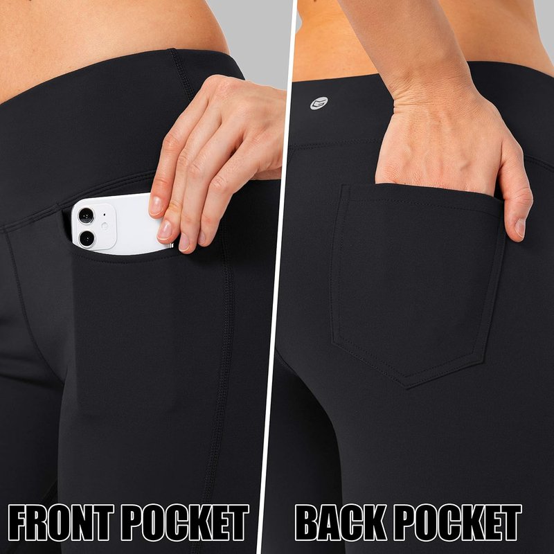 Women's High Waist Yoga Pants - Flare Leggings with Pockets | Bootcut Casual Work Trousers