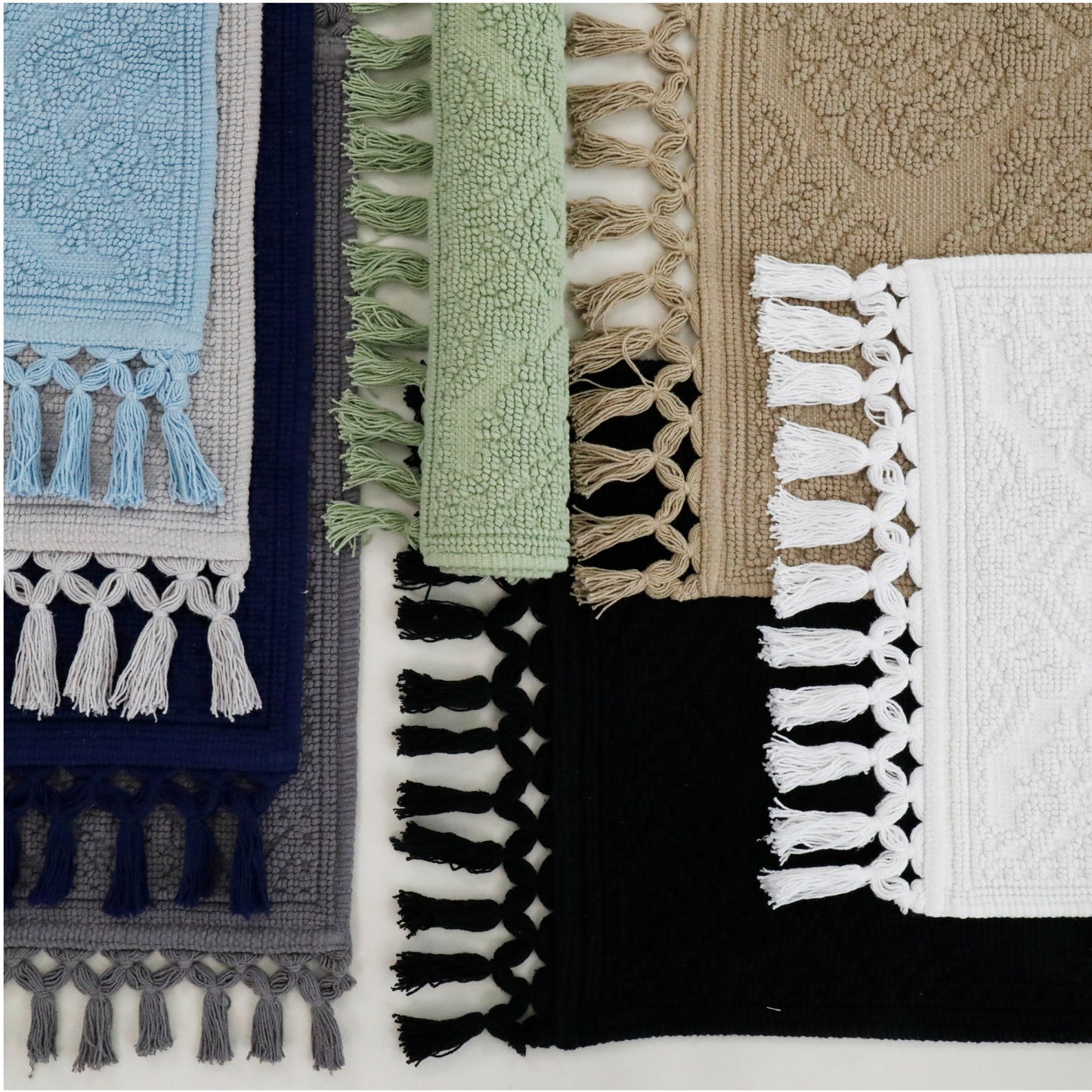 Jean Pierre - Ricardo Bath Mats, Set of 2 Woven Fringe Bathroom Rugs, 100% Cotton, Premium Bathroom Decor - Measures 17" x 31" and 21" x 41" - White
