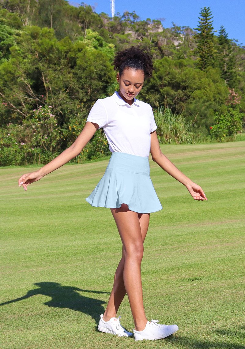 SANTINY Pleated Tennis Skirt for Women with 4 Pockets Women's High Waisted Athletic Golf Skorts Skirts for Running Casual (Sky Blue_XXL)