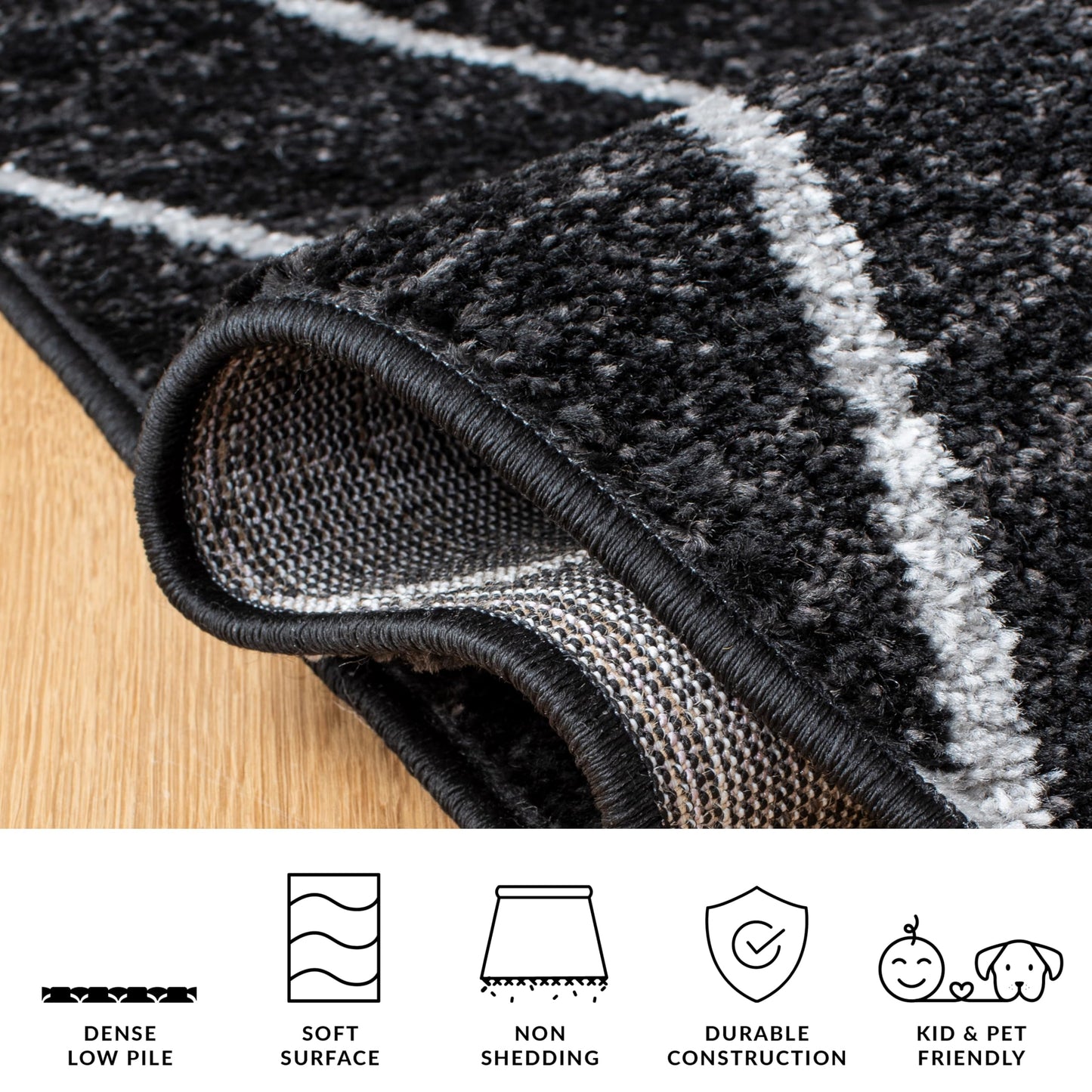 SAFAVIEH Area Rug 8x10 - Adirondack Collection - Large - Black & Light Grey, Modern Geometric Design, Non-Shedding & Easy Cleaning, Ideal for Living Room, Bedroom, Office, Dining Space (ADR251F)