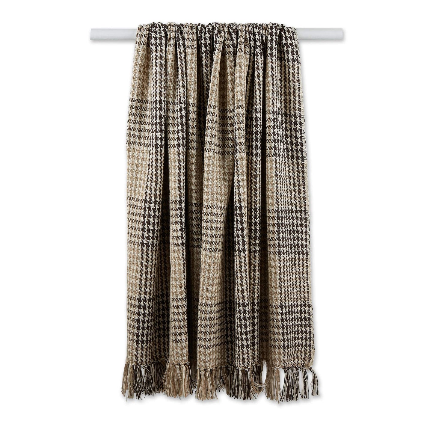 DII California Casual Houndstooth Woven Throw, Dark Brown & Stone, 50x60