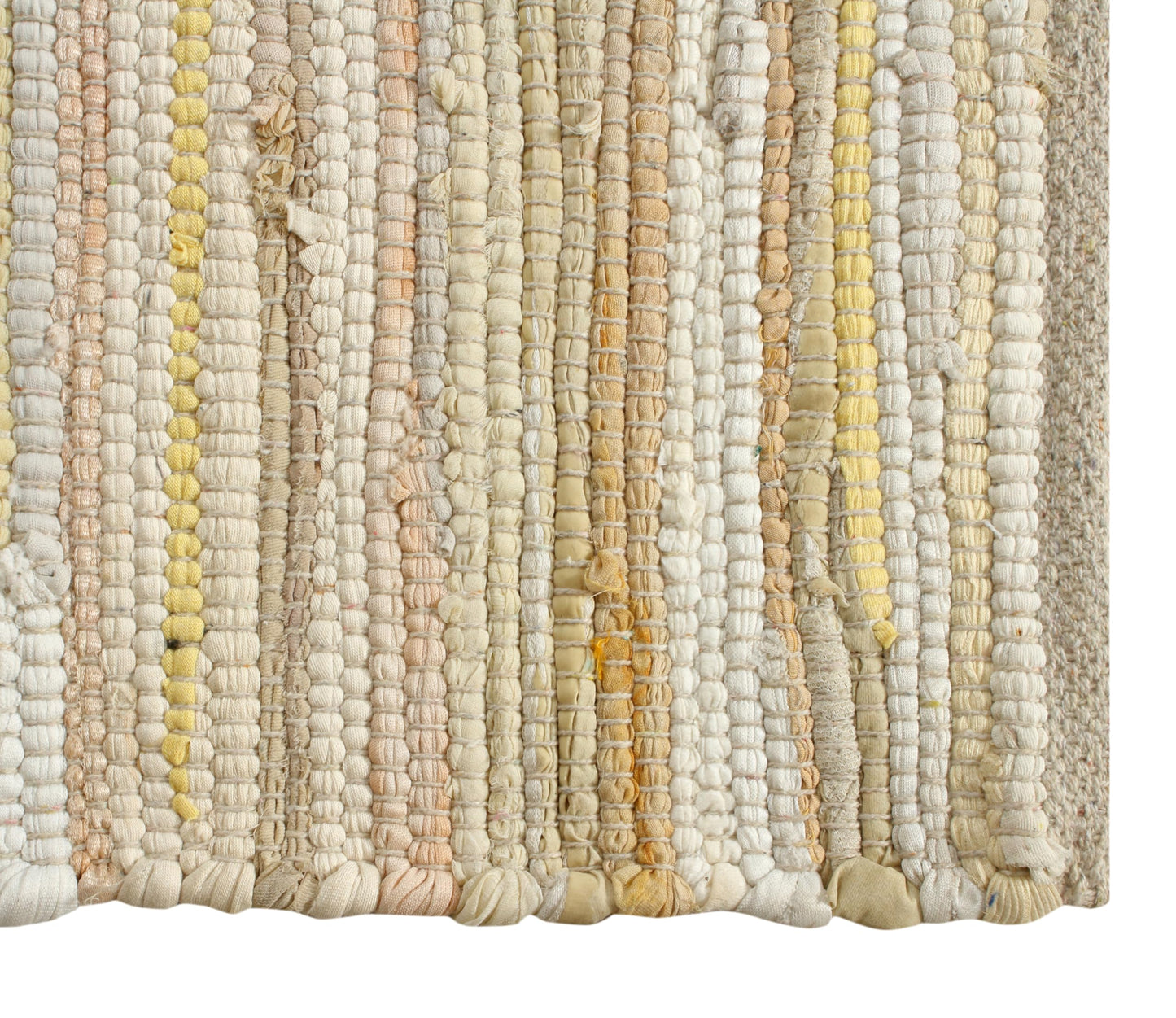 VEVARA HOMES Handmade Cotton Chindi Rug Runner Area Rag Washable Recycled Rugs for Home Décor, Living Room and Bedroom (Beige, 2X6 Feet)