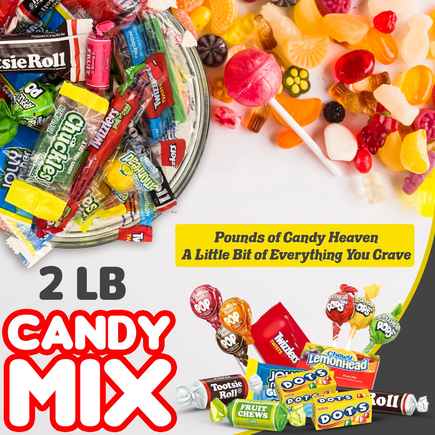 Candylish Candy Mix Variety Pack Bulk Assorted Individually Wrapped Big Bag of Candy for PiƱata Stuffers, Goodie Bags, Birthday Parties, Kidsā Treats & Party Favors 2 lbs