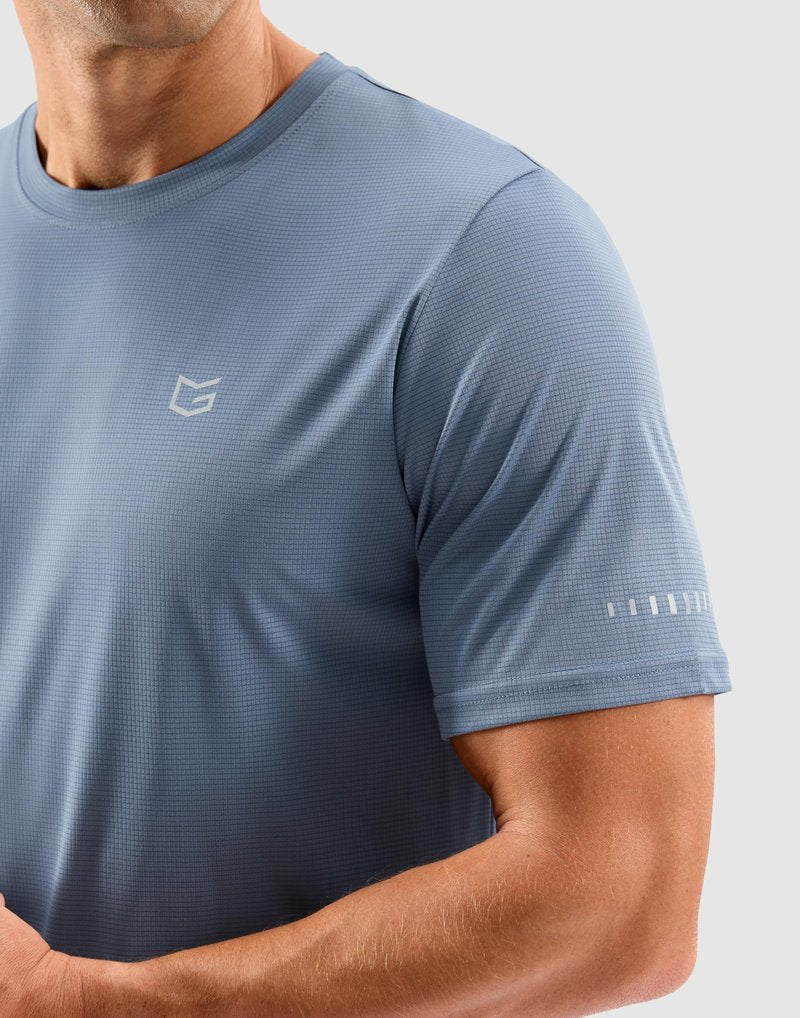 Men's Workout Breathable T-Shirts Dry Fit UPF 50+ Sun Shirts Quick Dry Cooling Tee for Athletic, Running, Hiking (Slate Blue, L)
