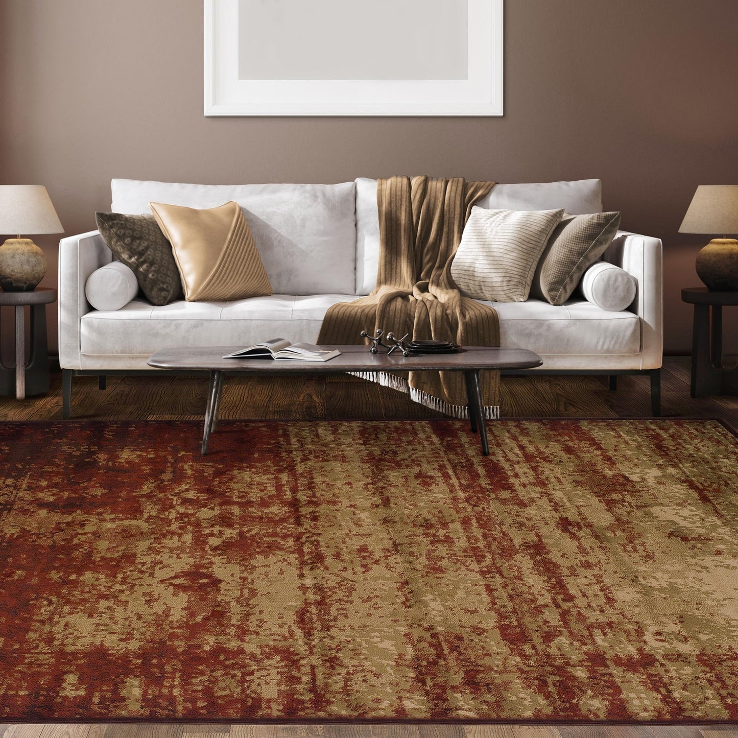 Superior Indoor Area Rug, Jute Backing, Easy Care,2'x3', Auburn