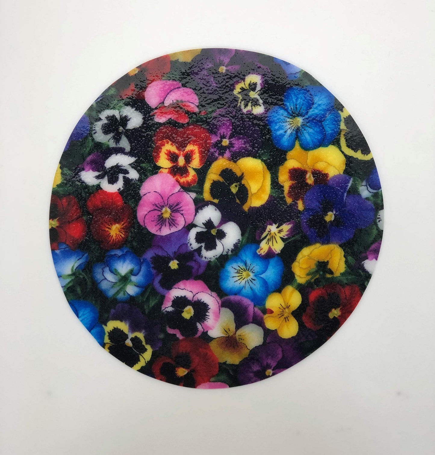 Andreas Silicone JO-14 Non-Slip 6.25" Jar Opener, Easy Lid Opener, Made with Silicone and Fabric, Dishwasher Safe, Garlic Peeler, Pansies, 6.25 inch