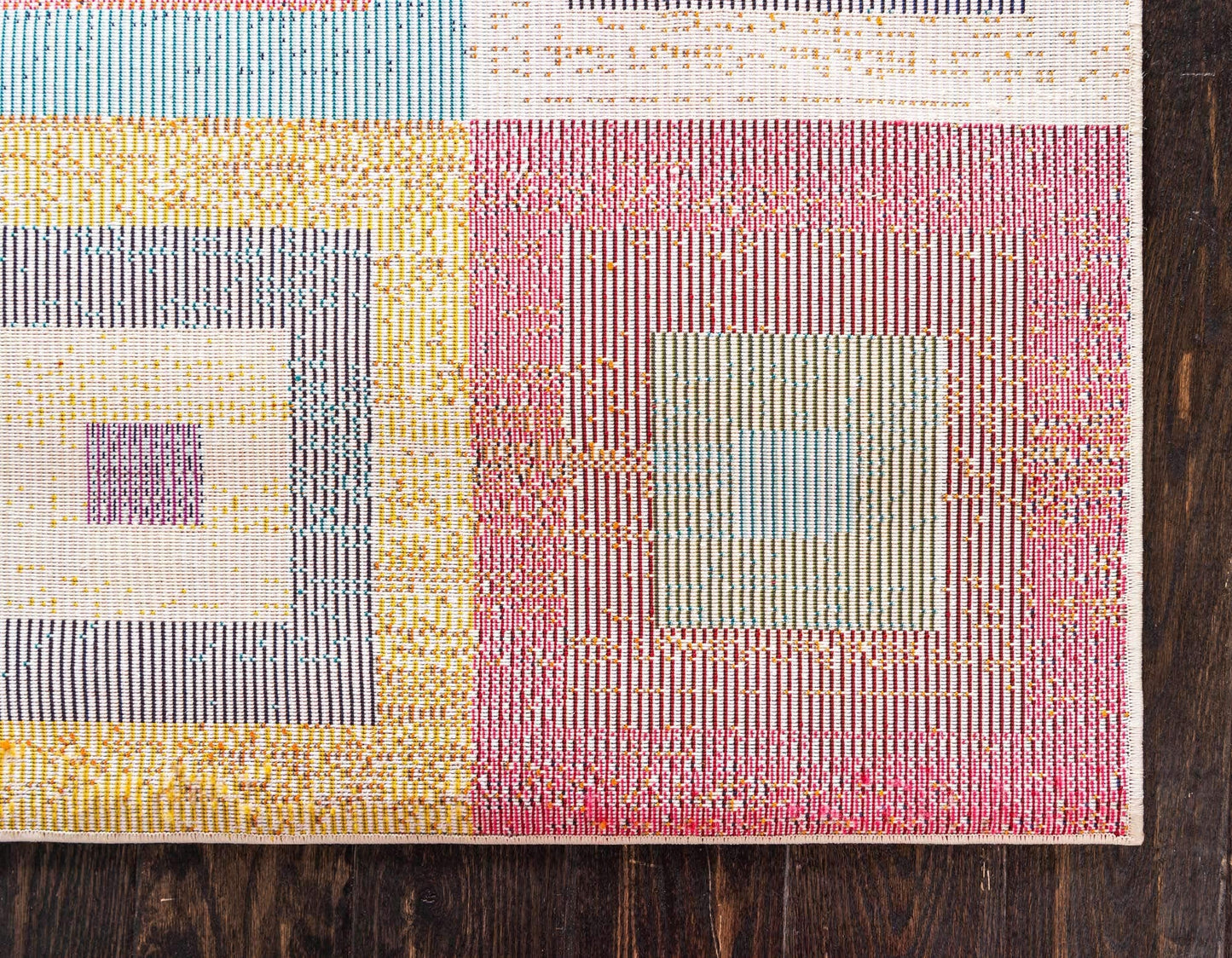 Unique Loom Estrella Collection Colorful, Geometric, Squares Modern, Abstract Area Rug (5' 0 x 8' 0 Rectangular, Multi/Beige)