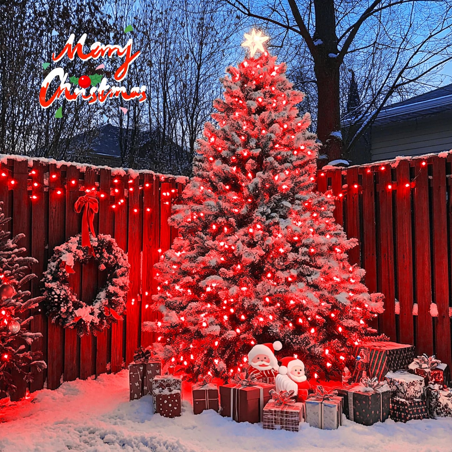 JMEXSUSS 250 LED Red Christmas Lights Indoor Outdoor Waterproof with 8 Modes, 91.5ft Expandable Red String Lights for Bedroom Tree Patio Garden Party Holiday Decorations