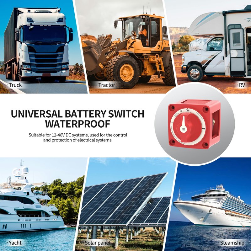 300A Boat Battery Disconnect Switch Waterproof 12V 48V Battery Shut Off Switch ON/Off Heavy Duty & Ignition Protected Power Kill Switch for Marine Car RV Truck