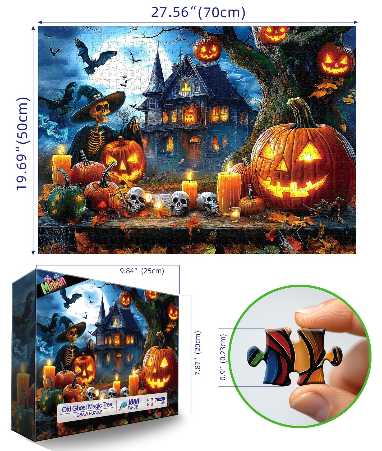 1000 Piece Puzzles for Adults Clearance, Ancient Castle Ghost Magic Tree for Adults, Hard Challenge Art Jigsaw Puzzles, for Gifts Birthday Party Games Family, 27.5 * 19.7 inch Dust Free Puzzle