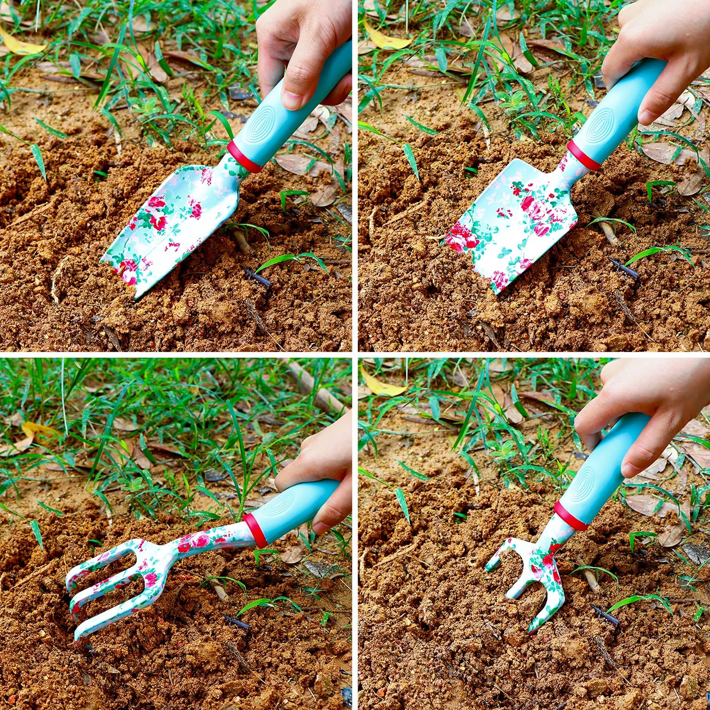 JUMPHIGH Womens Gardening Gifts Set - Floral Gardening Tools with Tote Bag - Gifts for Mom, Girlfriend or Women - Birthday, Christmas (Blue)