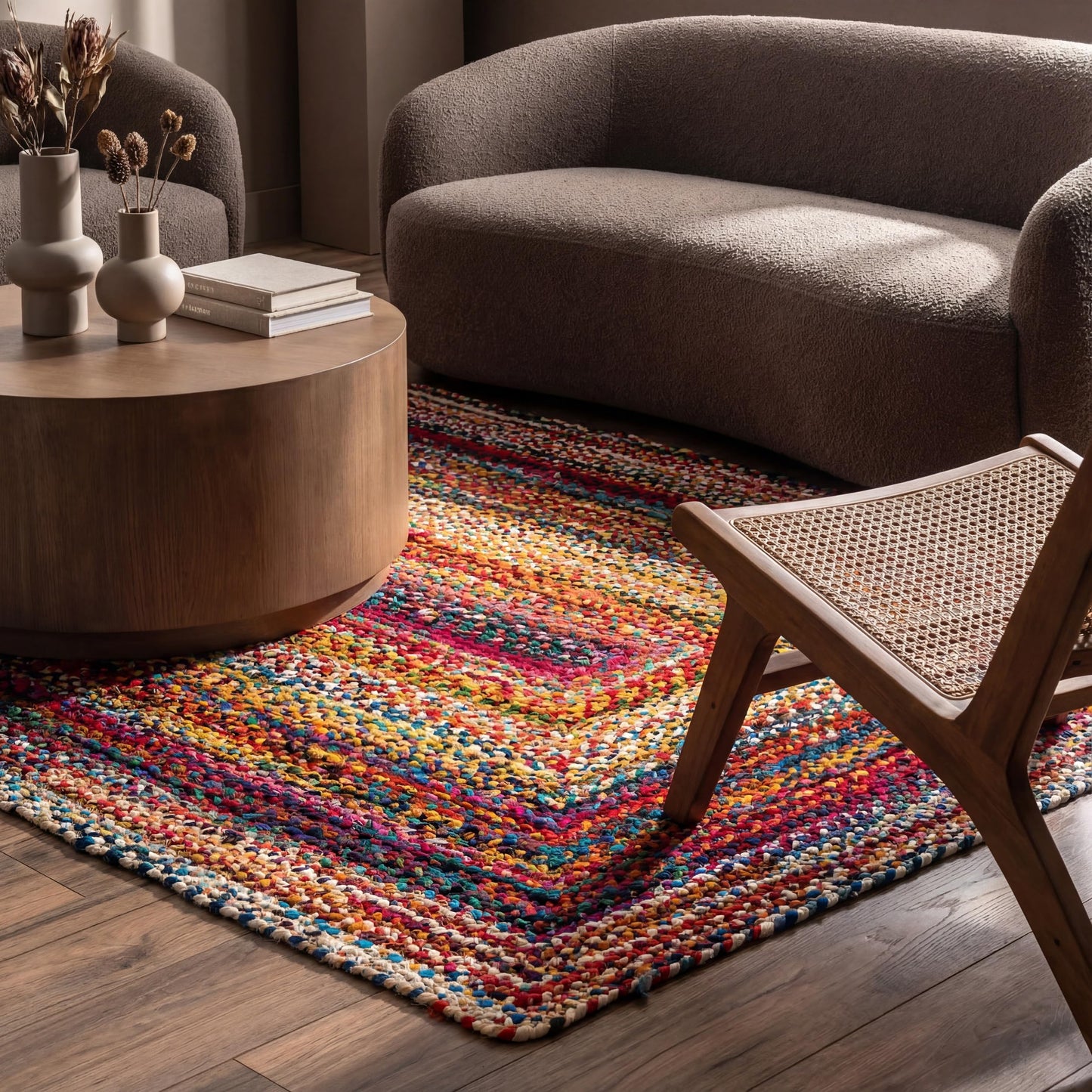 Nuloom Tammara Multicolor, 4' x 6', Hand Braided, Bohemian, Cotton, Soft and Cozy, High Traffic, Stain Resistant, Easy Clean, Durable Area Rug for Bedroom, Living Room, Dining, Den, Entryway