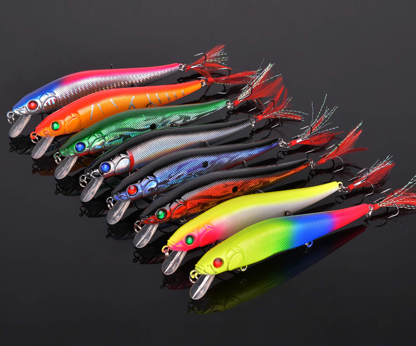 Fishing Lures Kit Crankbait Minnow Hard Bait Set Deep Diving Jerkbait Swimbait Popper Pencil Walleye Lures Artificial Fishing Bait for Bass Trout Redfish Saltwater Freshwater Fishing Lure