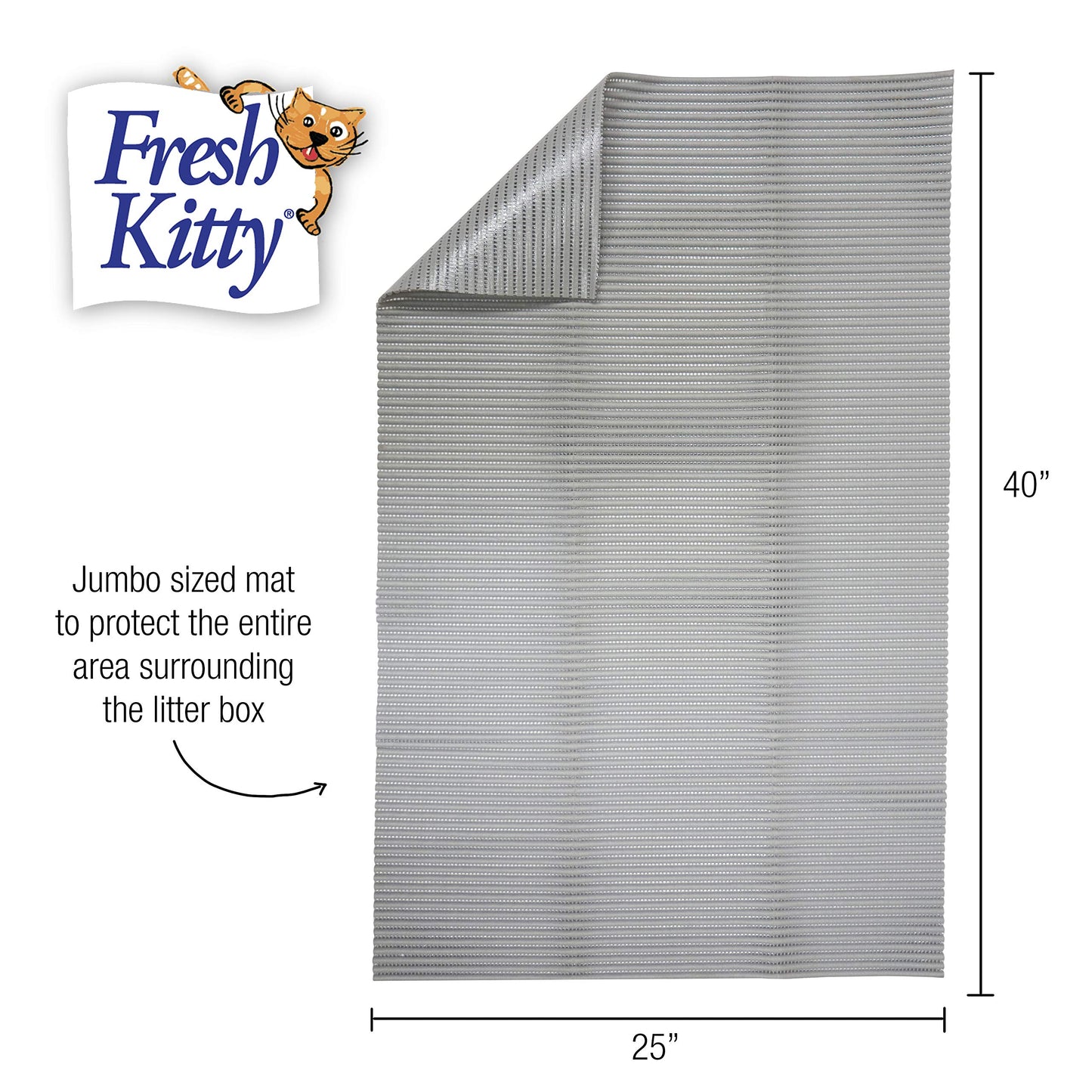 Fresh Kitty Durable XL Jumbo Foam Litter Mat – Phthalate and BPA Free, Water Resistant, Traps Litter from Box, Scatter Control, Easy Clean Mats – Gray, Model Number: 9051