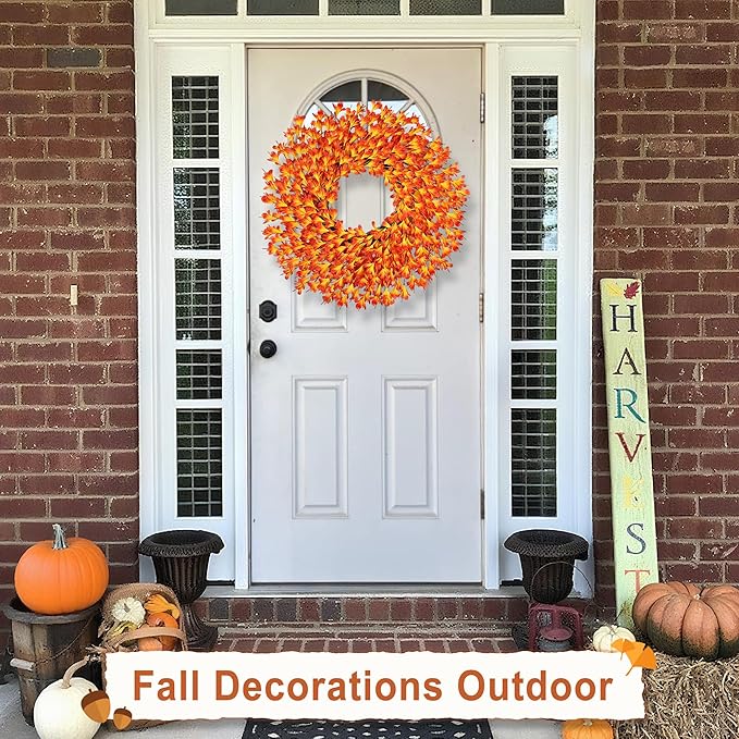 26 Inch Fall Wreaths for Front Door Outside,Realistic Autumn Wreath Outdoor,Large Halloween Thanksgiving Artificial Flowers Wreath,Fall Decorations for Home Front Porch Yard Window Farmhouse Decor