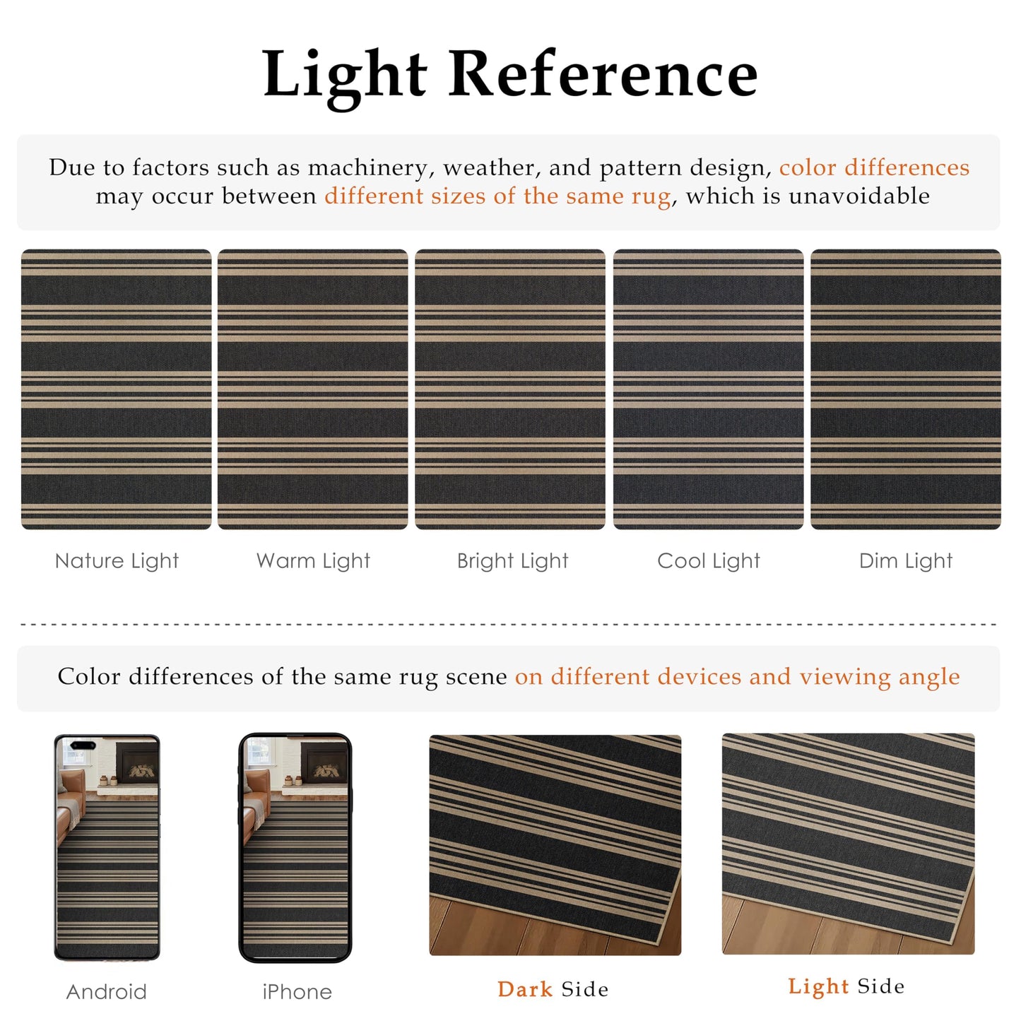PureCozy Striped Easy Jute Rug 5x8 Black Living Room Carpet Washable Non Slip Bedroom Office Rug Farmhouse Neutral Non Shedding Indoor Outdoor Large Carpet for Kitchen Dining Room