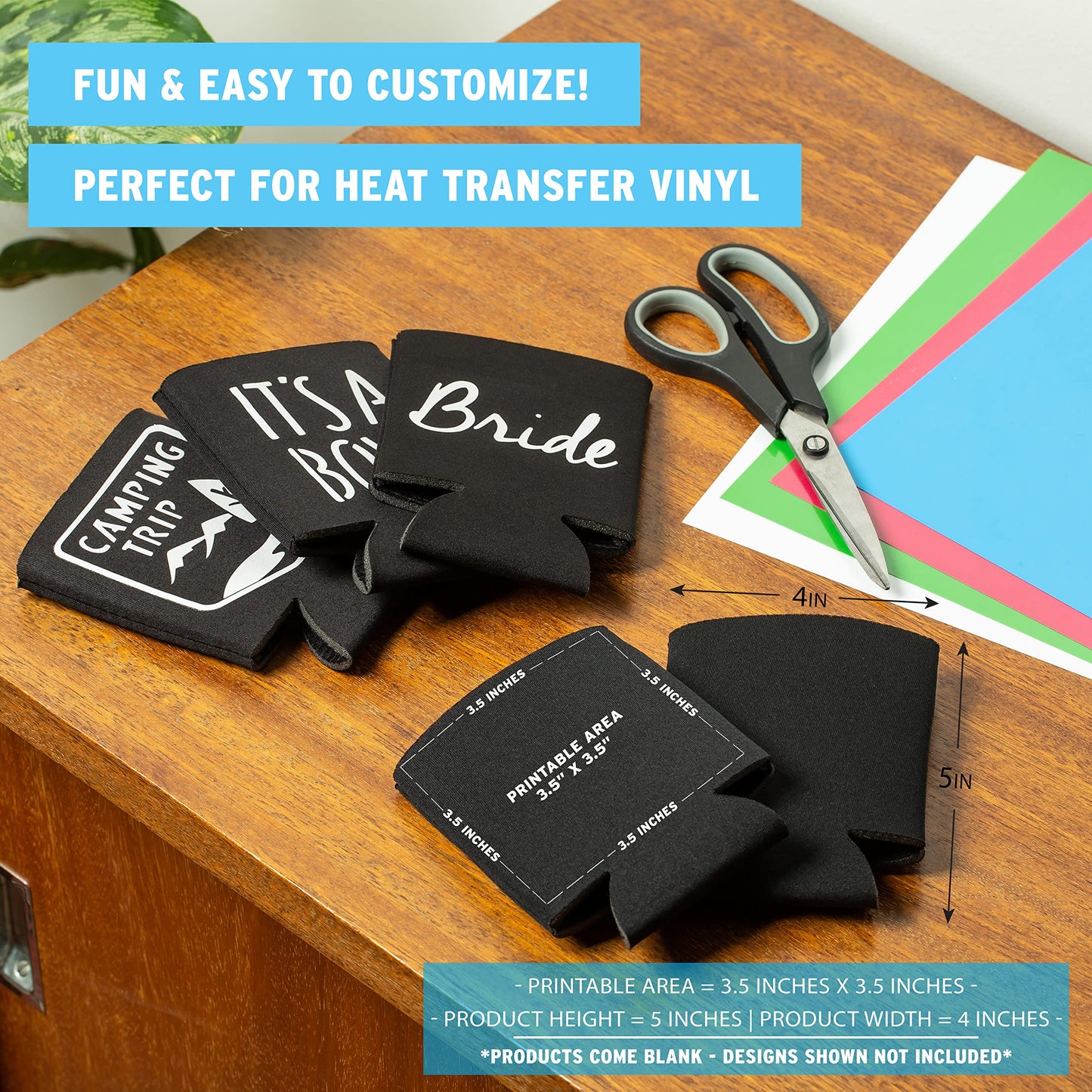 Blank Beer Can Coolers Sleeves (14-Pack) Soft Insulated Beer Can Cooler Sleeves - HTV Friendly Plain Black Can Sleeves for Soda, Beer & Water Bottles - Blanks for Vinyl Projects Wedding Favors & Gifts