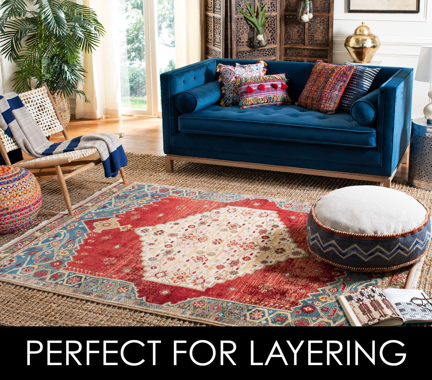 SAFAVIEH Area Rug 5x8 - Natural Fiber Collection - Natural Brown, Handmade Jute, Farmhouse Style, Chunky Textured Thick Pile (NF447A)