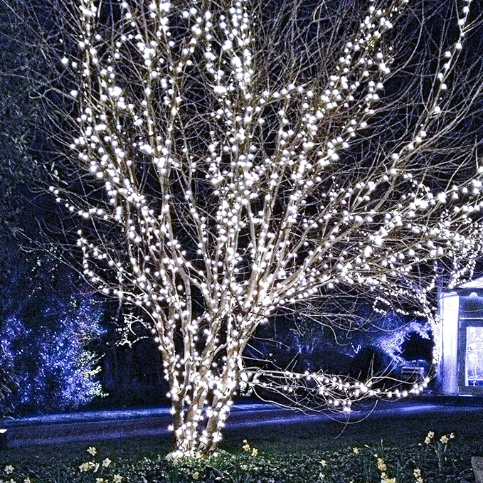 TW SHINE Christmas String Lights, 1000 LED 328FT Christmas Lights Plug in with 8 Modes, Remote Waterproof Lights Outdoor Indoor Decorations for Xmas Party Yard Decor, White