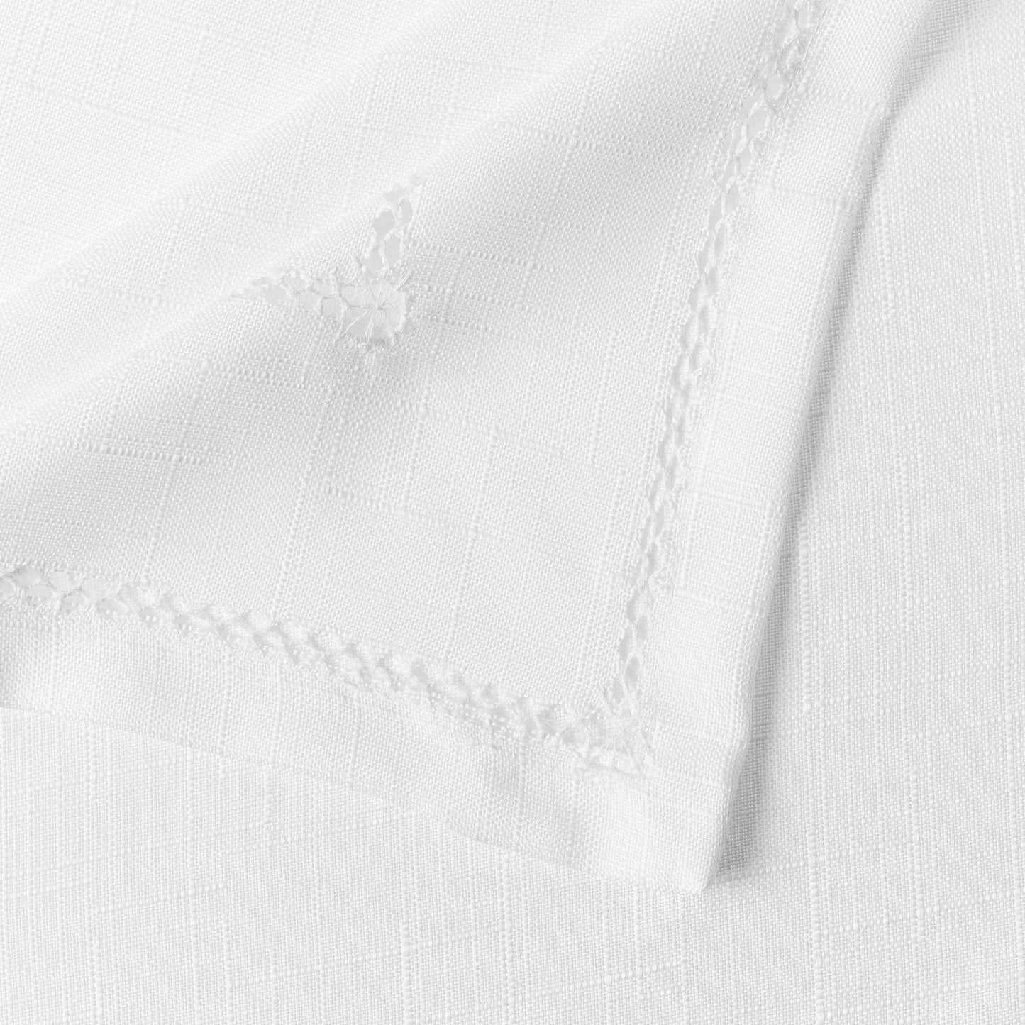 Hem Stitch Embroidered Vintage Design Tablecloth White 60" by 84" Oblong/Rectangle