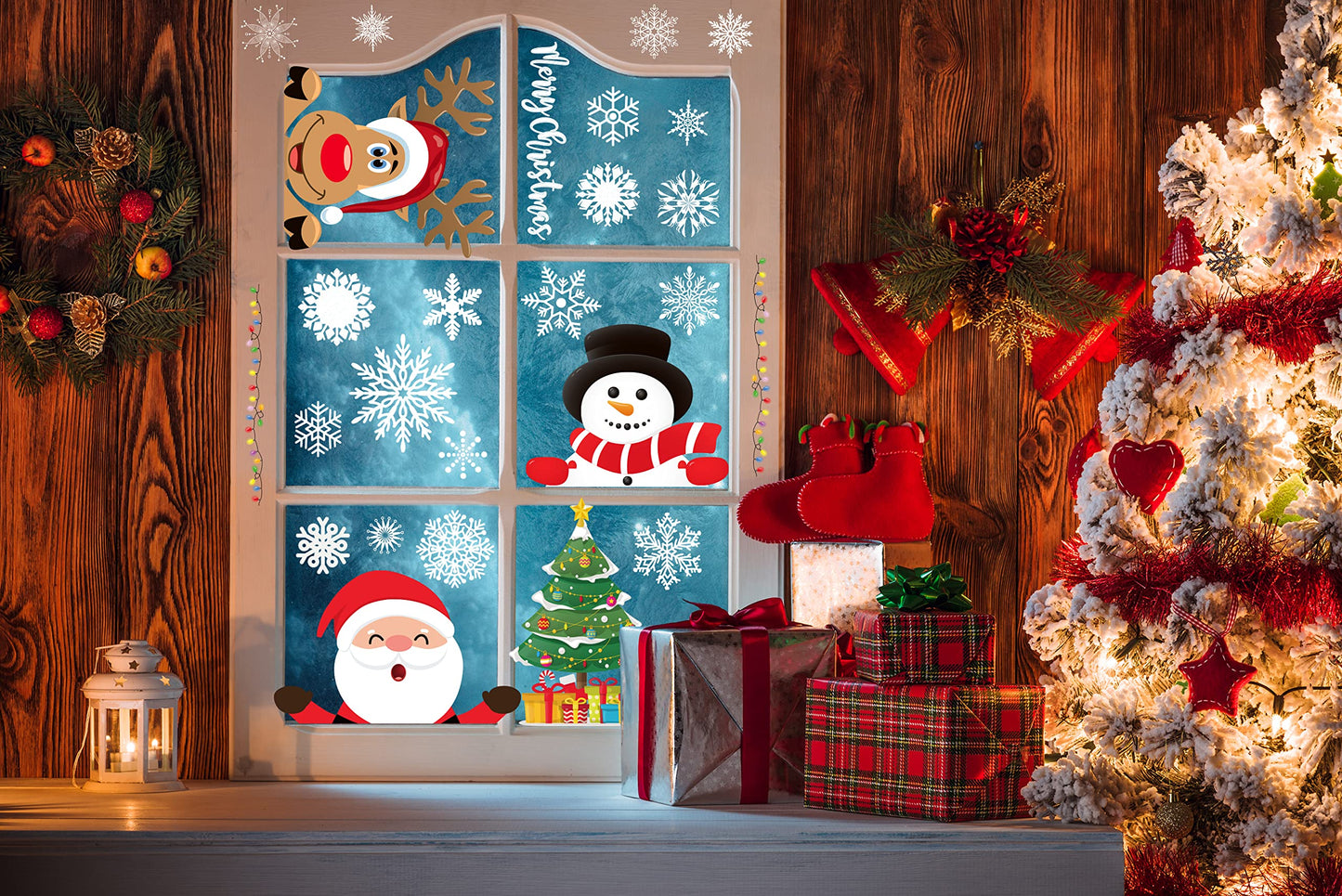 Funnlot Christmas Window Stickers 262PCS: Multicolor, Modern, Contemporary Vinyl Stickers for Windows, Glass, Cars & More