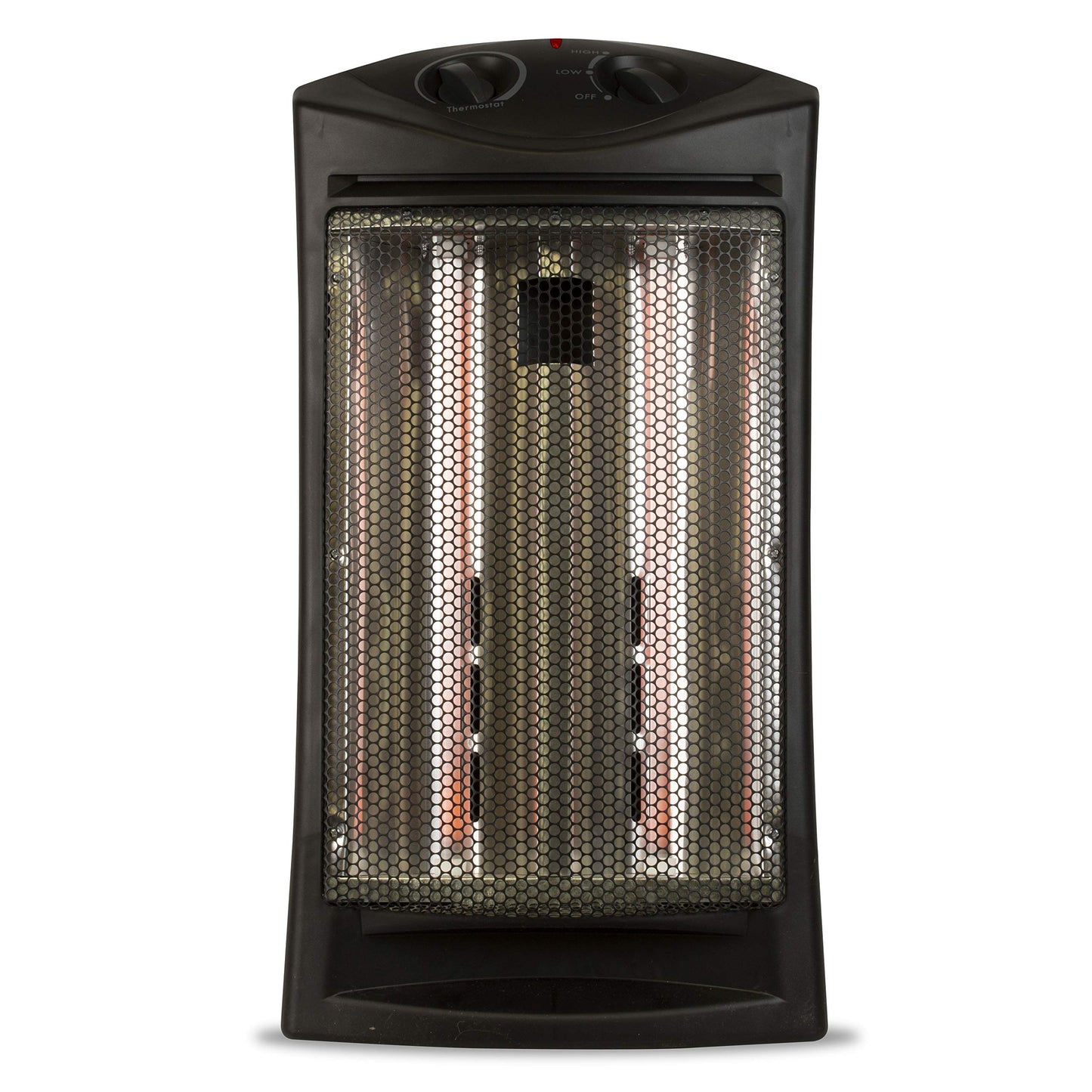 BLACK+DECKER Infrared Radiant Quartz Tower Heater, 1500W Space Heater with Adjustable Thermostat, Portable Heater with 2 Settings, Personal Heater for Home and Office, BHTI06, Black