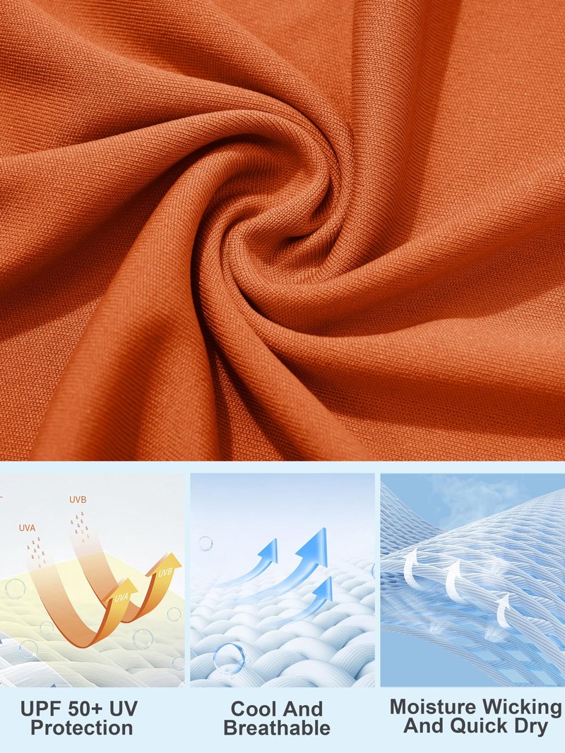 MAGCOMSEN UV Protection Shirts for Women Long Sleeve Shirts for Women Performance Shirts Swim Shirts for Women Running Shirts Workout Shirts Women Dark Orange