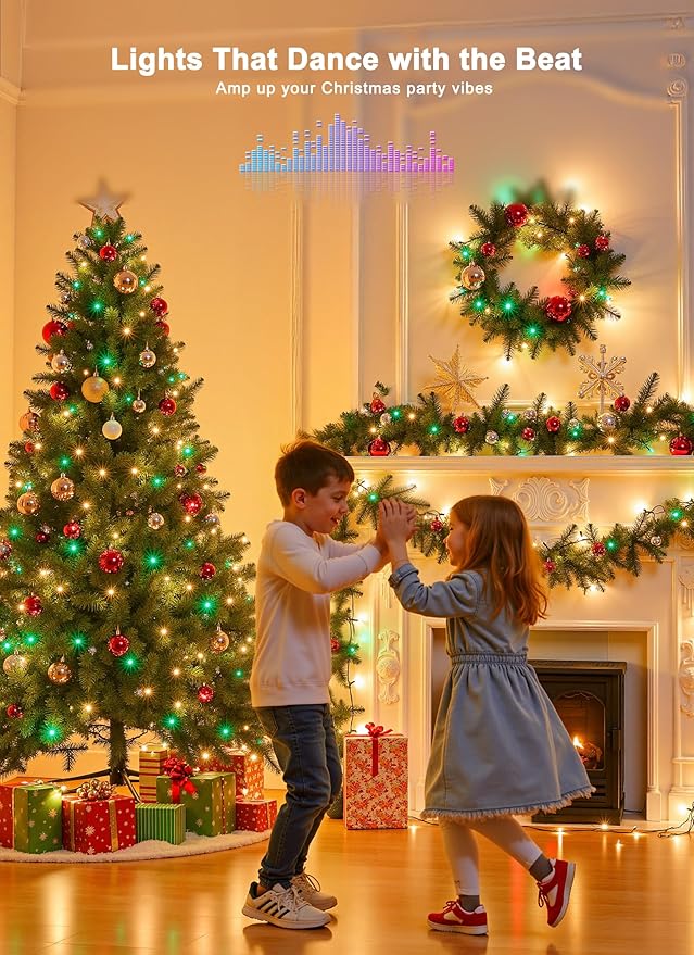 Minetom LED Color Changing Smart RGB Christmas Tree Lights, 33ft 100LED String Lights, 16 Milion Adjustable Colors Fairy Lights with Remote & Timer & Memory Function for Xmas Tree Holiday Party
